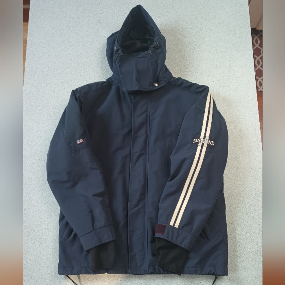 SESSIONS Navy Blue Snowboarding Jacket with White Accents